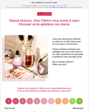 e-mailing - Enquêtes Clients - NPS / Avis clients - Clarins - 12/2022