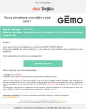 e-mailing - Enquêtes Clients - NPS / Avis clients - Gémo - 03/2023