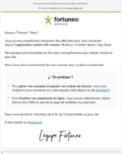 e-mailing - Service Clients - Interruption des services - Fortuneo - 04/2023