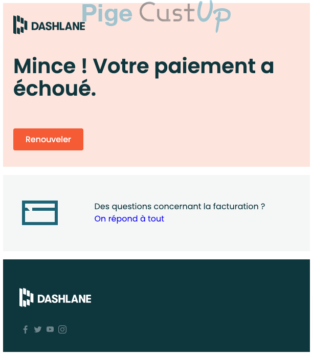 Exemple de Type de media  e-mailing - Dashlane - Transactionnels - Échec de paiement