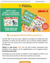 e-mailing - Marketing Acquisition - Acquisition abonnements - Marketing marque - Anniversaire marque - Fleurus Presse - 05/2023