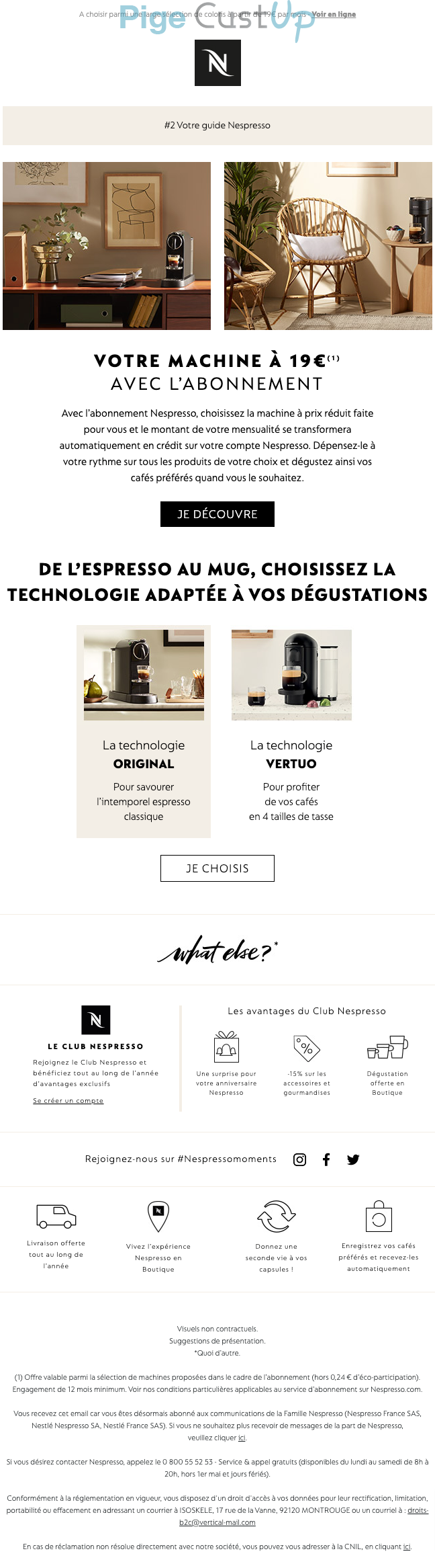 Exemple de Type de media  e-mailing - Nespresso - Marketing Acquisition - Acquisition abonnements