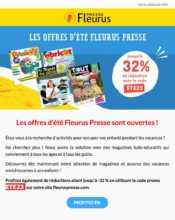 e-mailing - Marketing Acquisition - Acquisition abonnements - Marketing relationnel - Calendaire (Noël, St valentin, Vœux, …) - Fleurus Presse - 06/2023