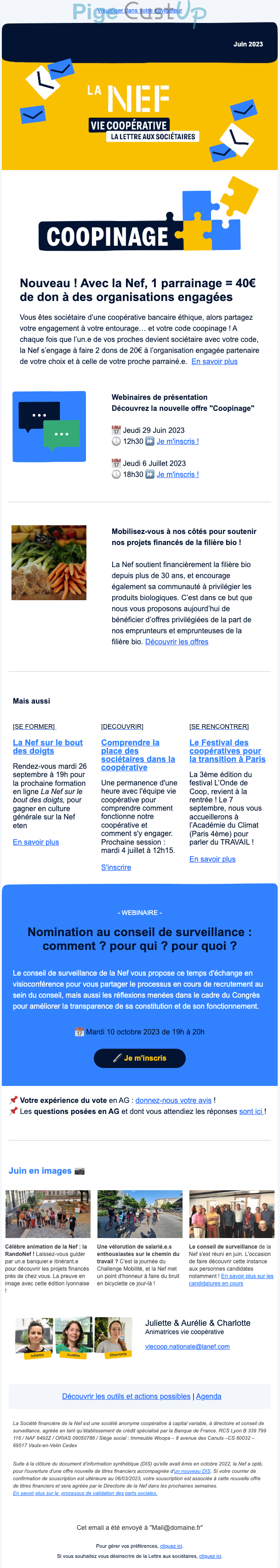 Exemple de Type de media  e-mailing - La Nef - Marketing Acquisition - Parrainage