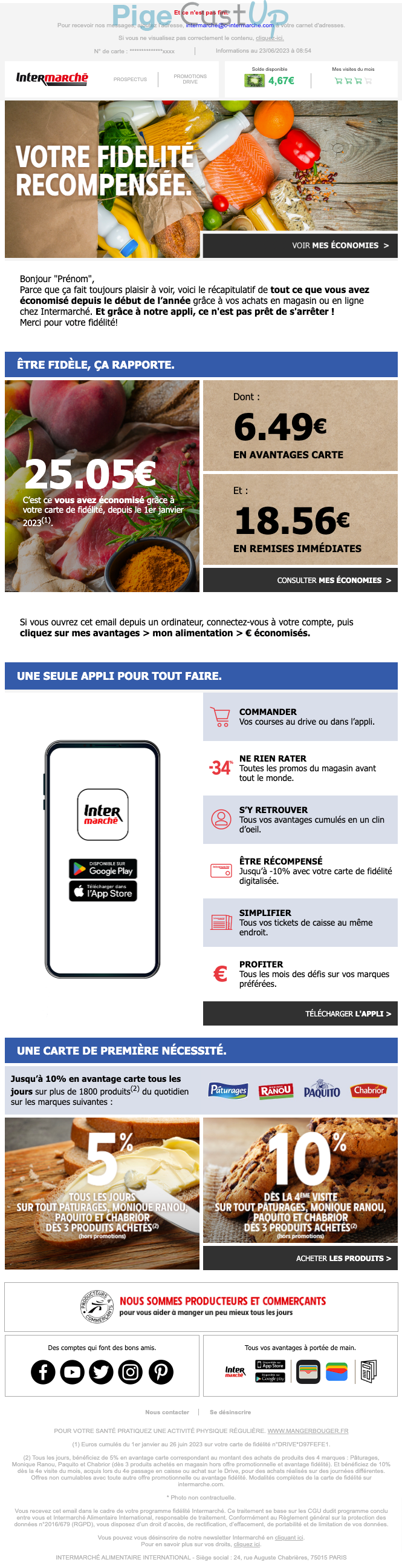 Exemple de Type de media  e-mailing - Intermarché - Marketing fidélisation - Points et statut