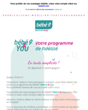 e-mailing - Marketing fidélisation - Animation / Vie du Programme de Fidélité - Début / Fin du Programme de Fidélité - Bébé9 & Vous - 06/2023