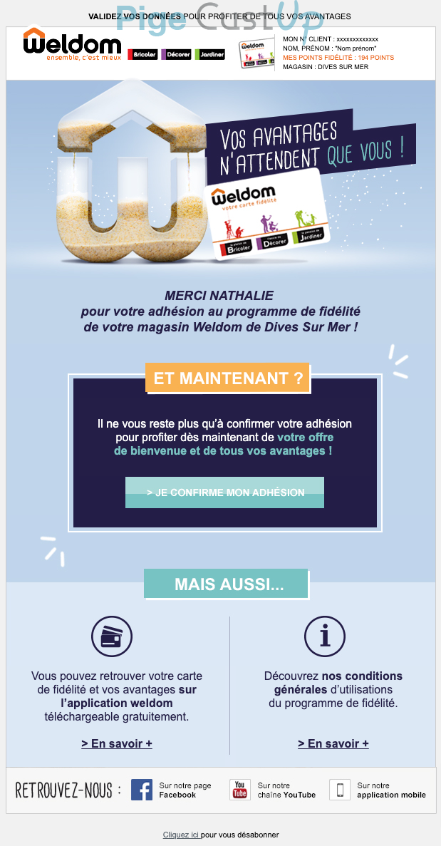 Exemple de Type de media  e-mailing - Weldom - Marketing fidélisation - Début / Fin du Programme de Fidélité