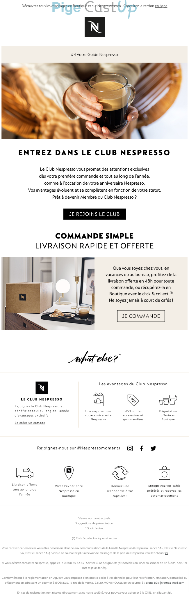 Exemple de Type de media  e-mailing - Nespresso - Marketing relationnel - Newsletter