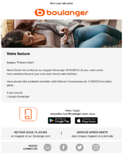 e-mailing - Transactionnels - Consultation facture en ligne - Mise à disposition facture - Boulanger - 08/2023