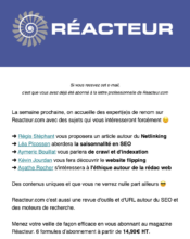 e-mailing - Marketing Acquisition - Acquisition abonnements - Relance inactifs - Marketing relationnel - Newsletter - Réacteur - 05/2023