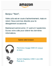 e-mailing - Transactionnels - Suivi de commande Retard livraison - Amazon - 08/2023