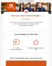 e-mailing - Marketing relationnel - Bienvenue - Welcome - Marketing fidélisation - Début / Fin du Programme de Fidélité - Boulanger - 08/2023