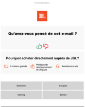 e-mailing - Marketing relationnel - Anniversaire / Fête contact - Collecte de données - Enrichissement données clients - JBL - 08/2023