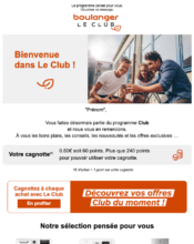 e-mailing - Marketing fidélisation - Début / Fin du Programme de Fidélité - Points et statut - Boulanger - 08/2023