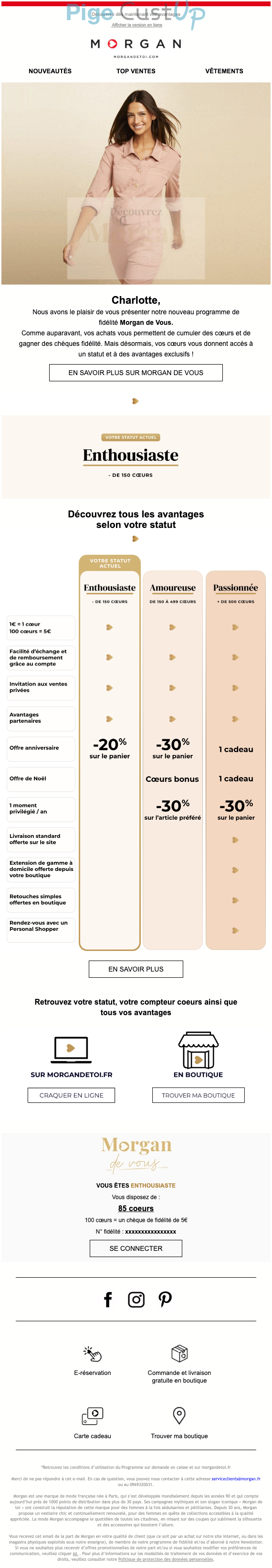 Exemple de Type de media  e-mailing - Morgan - Marketing fidélisation - Evolution programme de fidélité