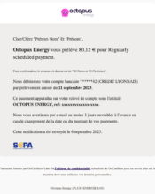 e-mailing - Transactionnels - Confirmation prélèvement automatique - Octopus - 09/2023