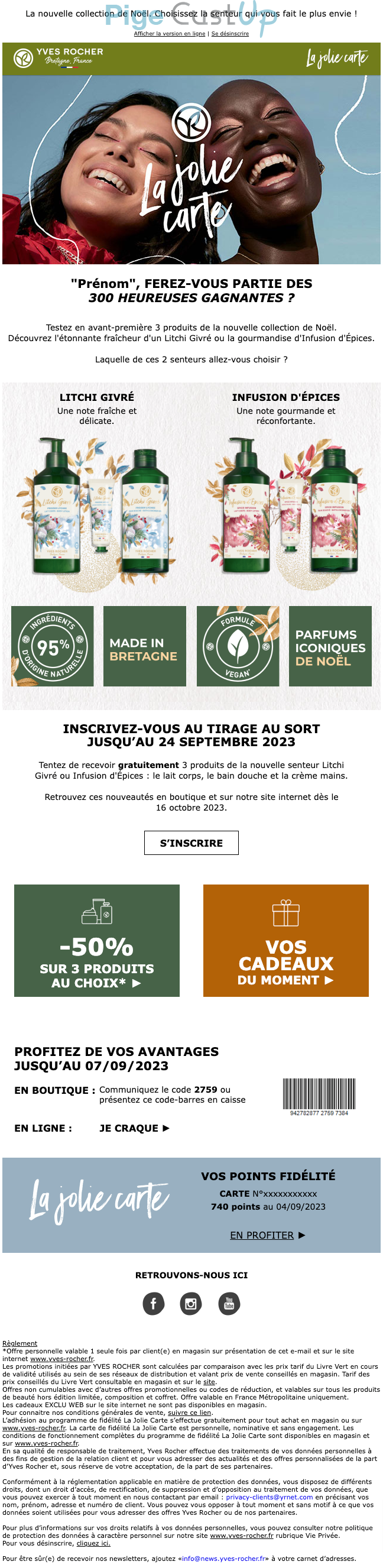 Exemple de Type de media  e-mailing - Yves Rocher - Marketing fidélisation - Testeurs / Ambassadeurs