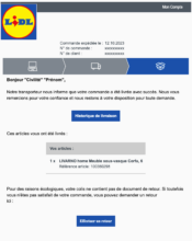 e-mailing - Transactionnels - Confirmation Livraison - Lidl - 10/2023