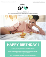 e-mailing - Marketing relationnel - Anniversaire / Fête contact - Gémo - 11/2023