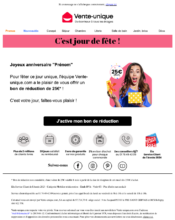 e-mailing - Marketing relationnel - Anniversaire / Fête contact - Vente-unique - 11/2023