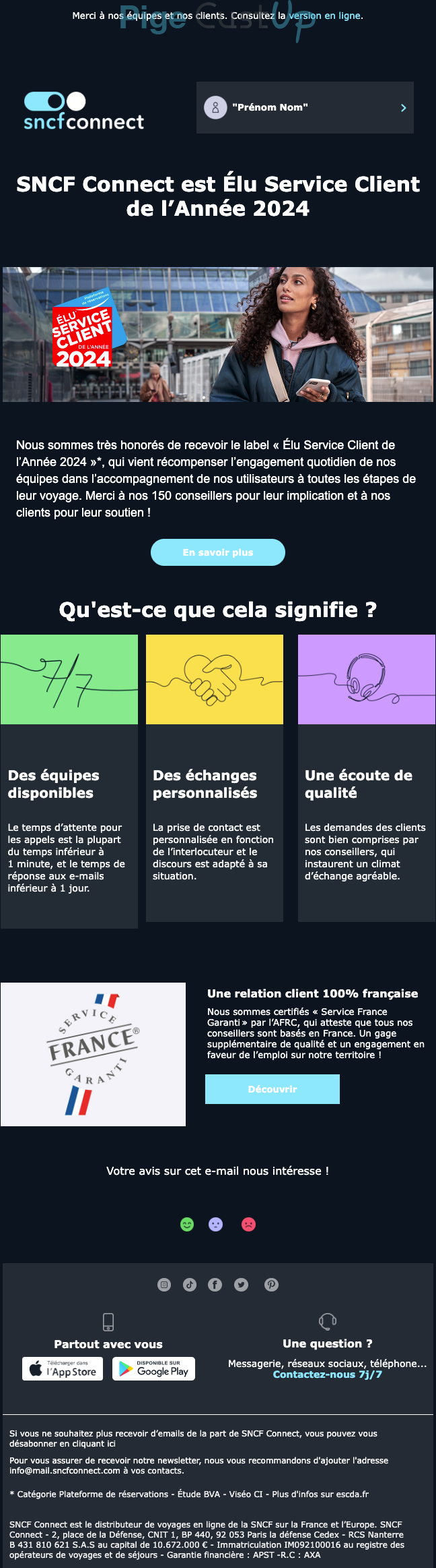 Exemple de Type de media  e-mailing - SNCF - Marketing marque - Institutionnel