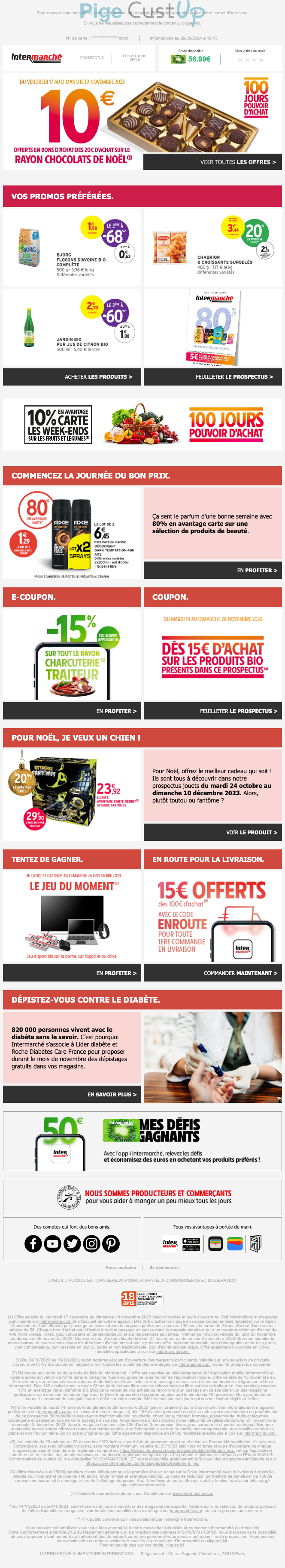 Exemple de Type de media  e-mailing - Intermarché - Marketing Acquisition - Ventes flash, soldes, demarque, promo, réduction - Marketing relationnel - Newsletter