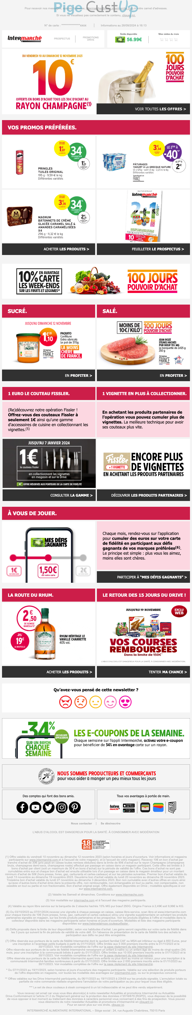 Exemple de Type de media  e-mailing - Intermarché - Marketing Acquisition - Ventes flash, soldes, demarque, promo, réduction - Marketing fidélisation - Points et statut - Marketing relationnel - Newsletter