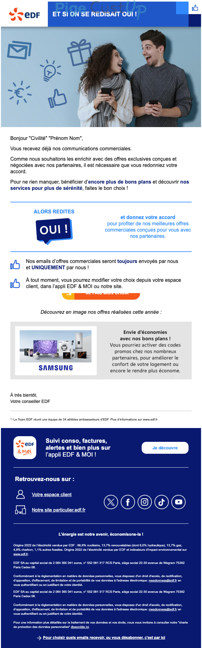 Exemple de Type de media  e-mailing - EDF - Marketing relationnel - Newsletter