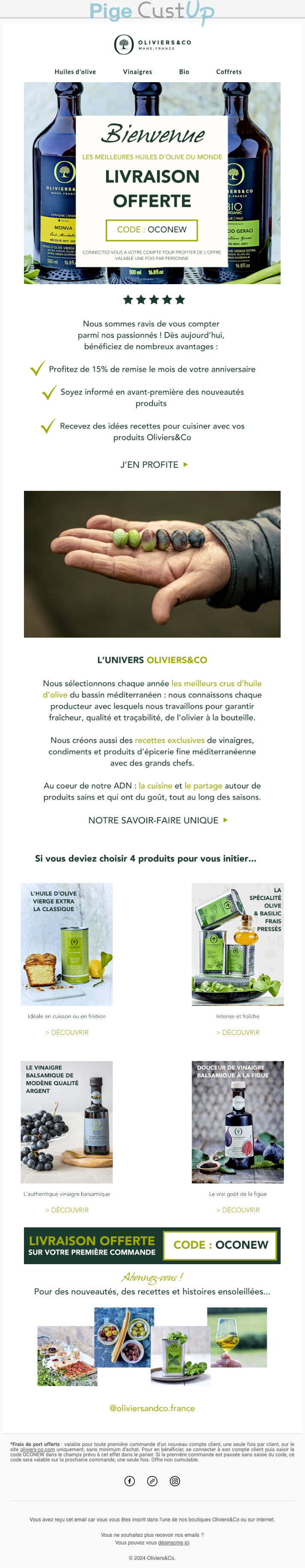 Exemple de Type de media  e-mailing - Oliviers&Co - Marketing relationnel - Bienvenue - Welcome