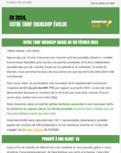 e-mailing - Service Clients - Hausse des tarifs - Enercoop - 12/2023