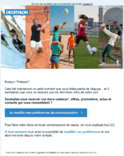 e-mailing - Voyages Sports Loisirs Musique Divers - Décathlon - B2C - Marketing Acquisition - Relance inactifs - 06/2020