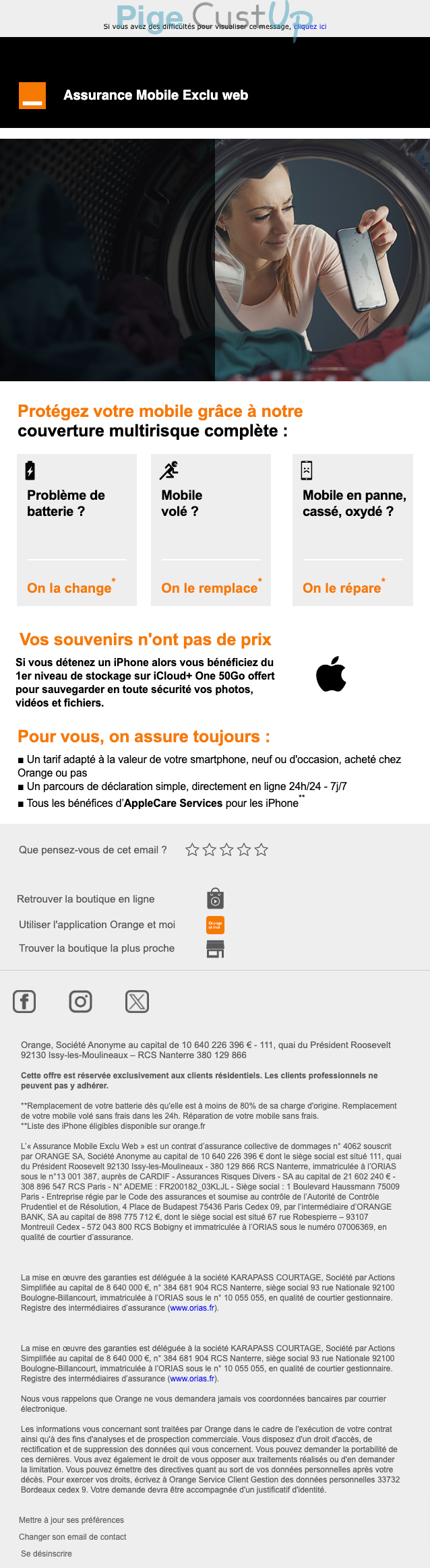 Exemple de Type de media  e-mailing - Orange - Erratum & Oups