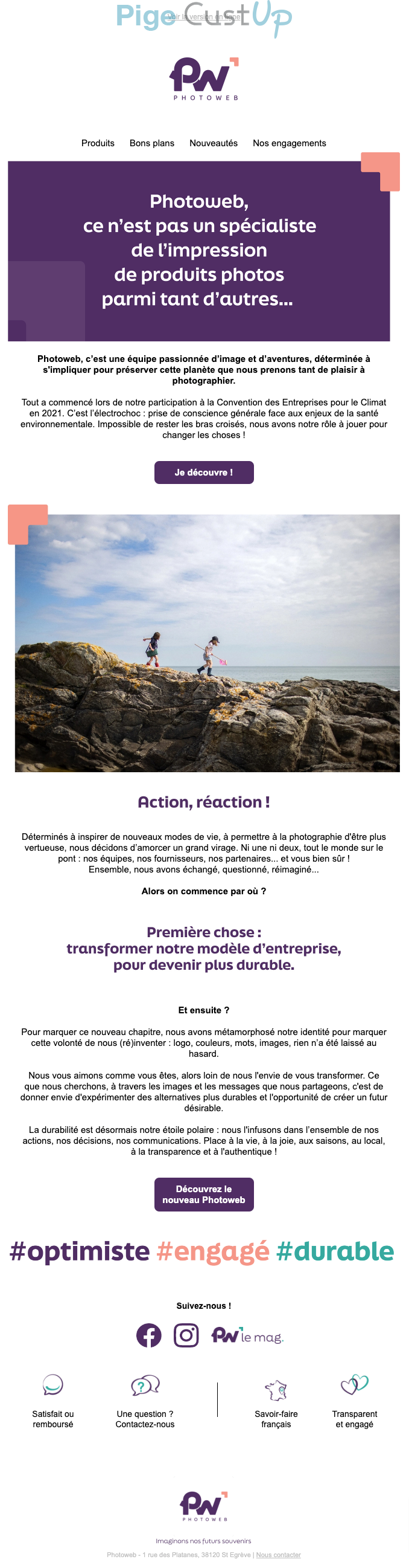 Exemple de Type de media  e-mailing - Photoweb - Marketing relationnel - Newsletter