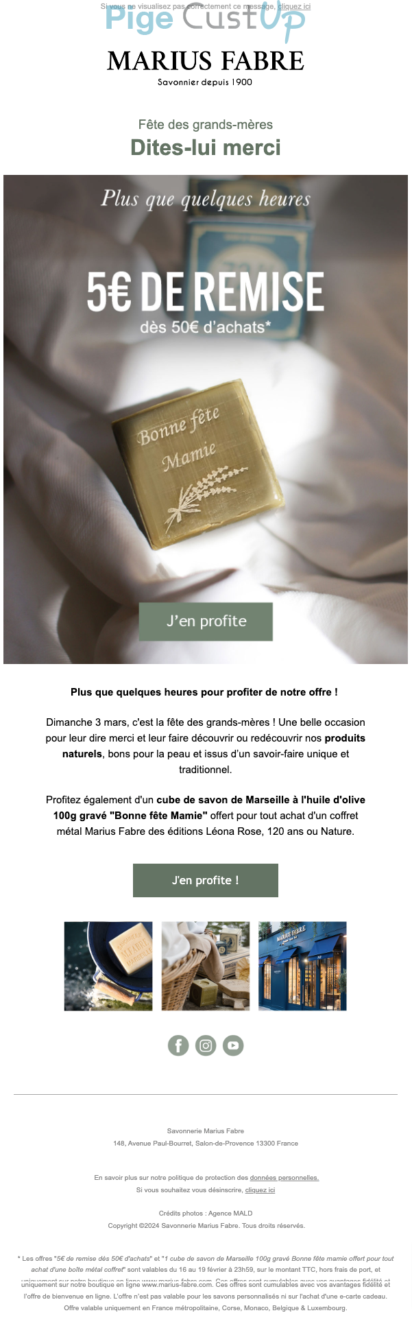 Exemple de Type de media  e-mailing - Marius Fabre - Marketing relationnel - Calendaire (Noël, St valentin, Vœux, …)