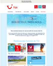 e-mailing - Voyages Sports Loisirs Musique Divers - TUI - B2C - Marketing marque - Communication Produits - Nouveaux produits - Communication Services - Nouveaux Services - 02/2024