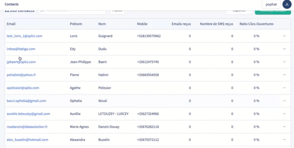 splio cdp liste contacts